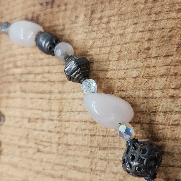 Vintage Sterling Silver Light Pink Stones Beaded Necklace - Picture 5 of 7